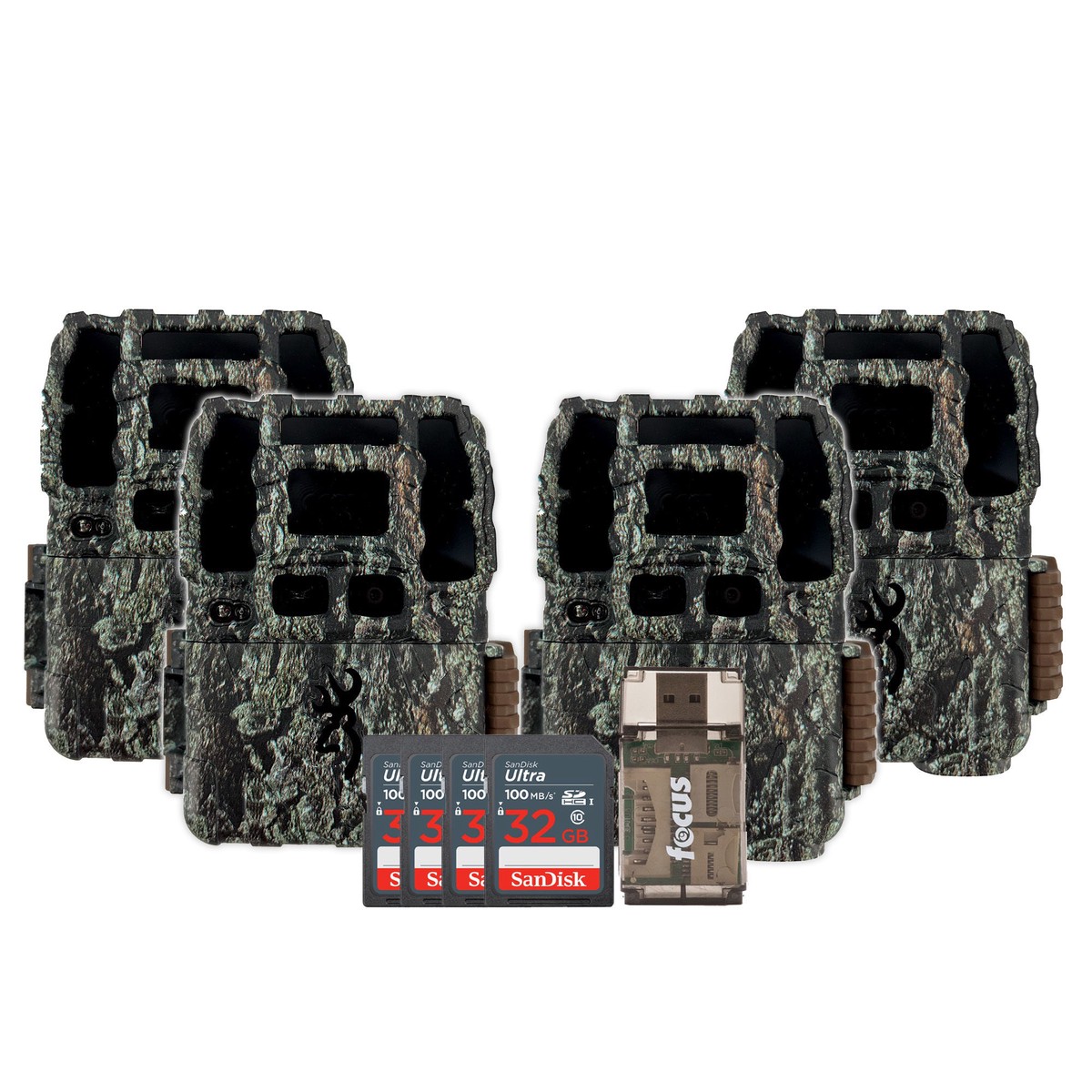 Browning Trail Camera Dark Ops Pro DCL NANO Trail Camera 4-Pack with Four 32GB Cards and Reader