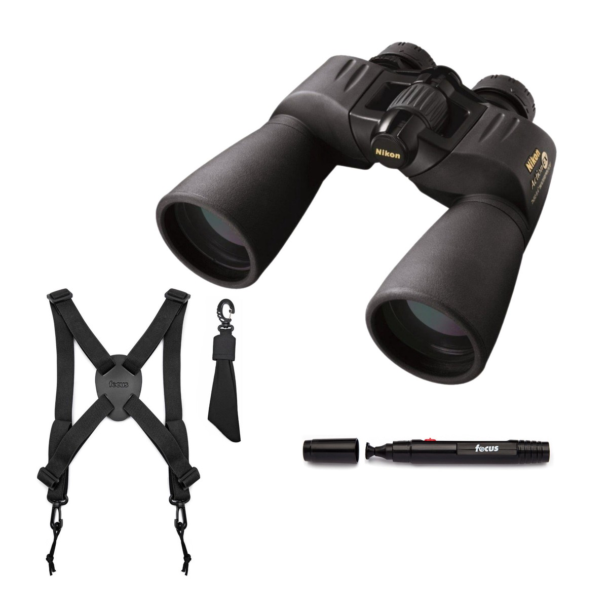 Nikon Action Extreme 7x50 ATB Focus Knob Rubber Armored Coating Binoculars with Harness Bundle