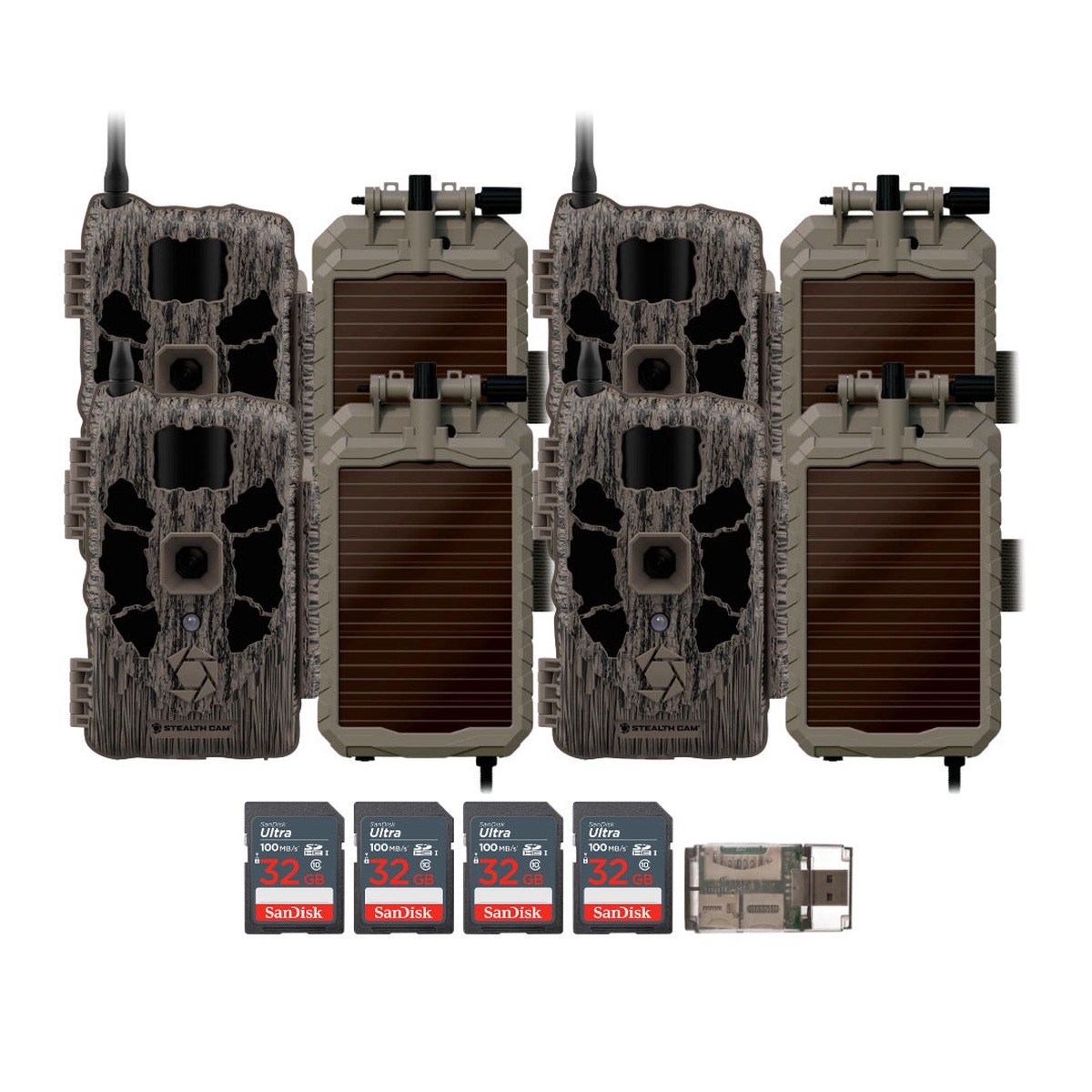 Stealth Cam 40MP Deceptor Max Cellular Trail Camera (2-Pack) x 2 with Solar Panel (4-Pack) Bundle