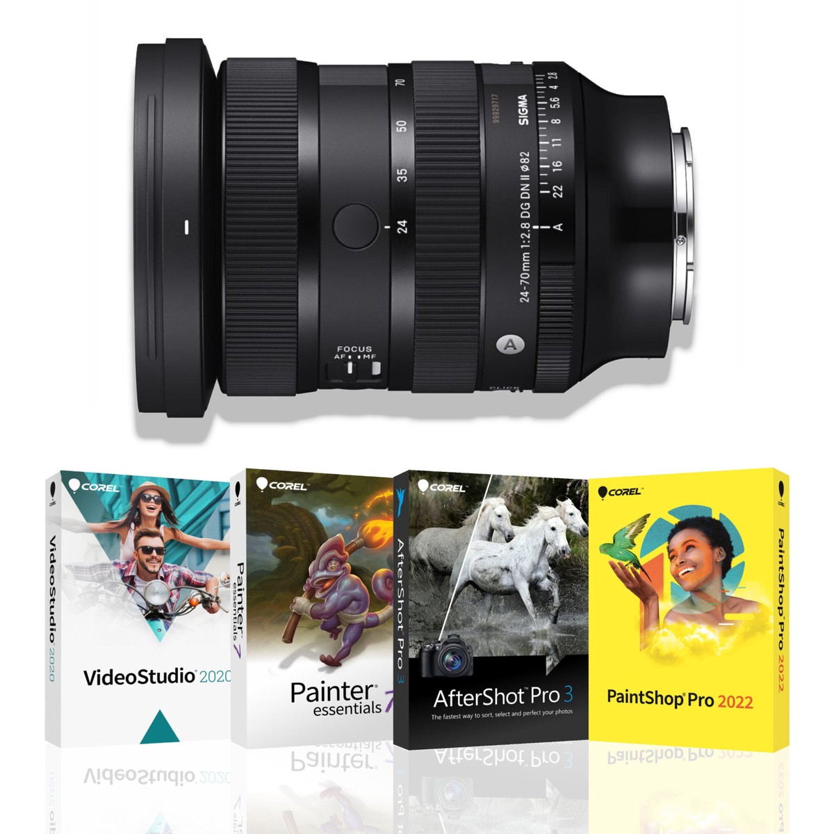 Sigma 24-70MM F2.8 DG DN II ART Lens, Sony E Mount, Corel Software Bundle of 4 Softwares OEM Photo