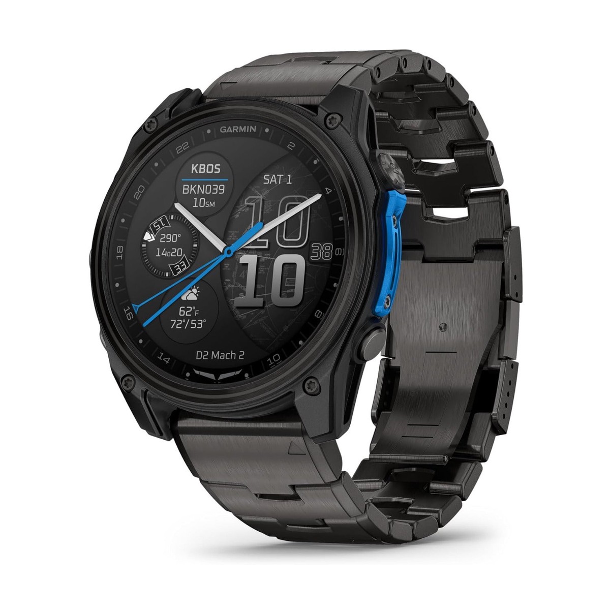 Garmin D2 Mach 2 51mm GPS Aviator Smartwatch with Titanium Bracelet (Carbon Gray Titanium)