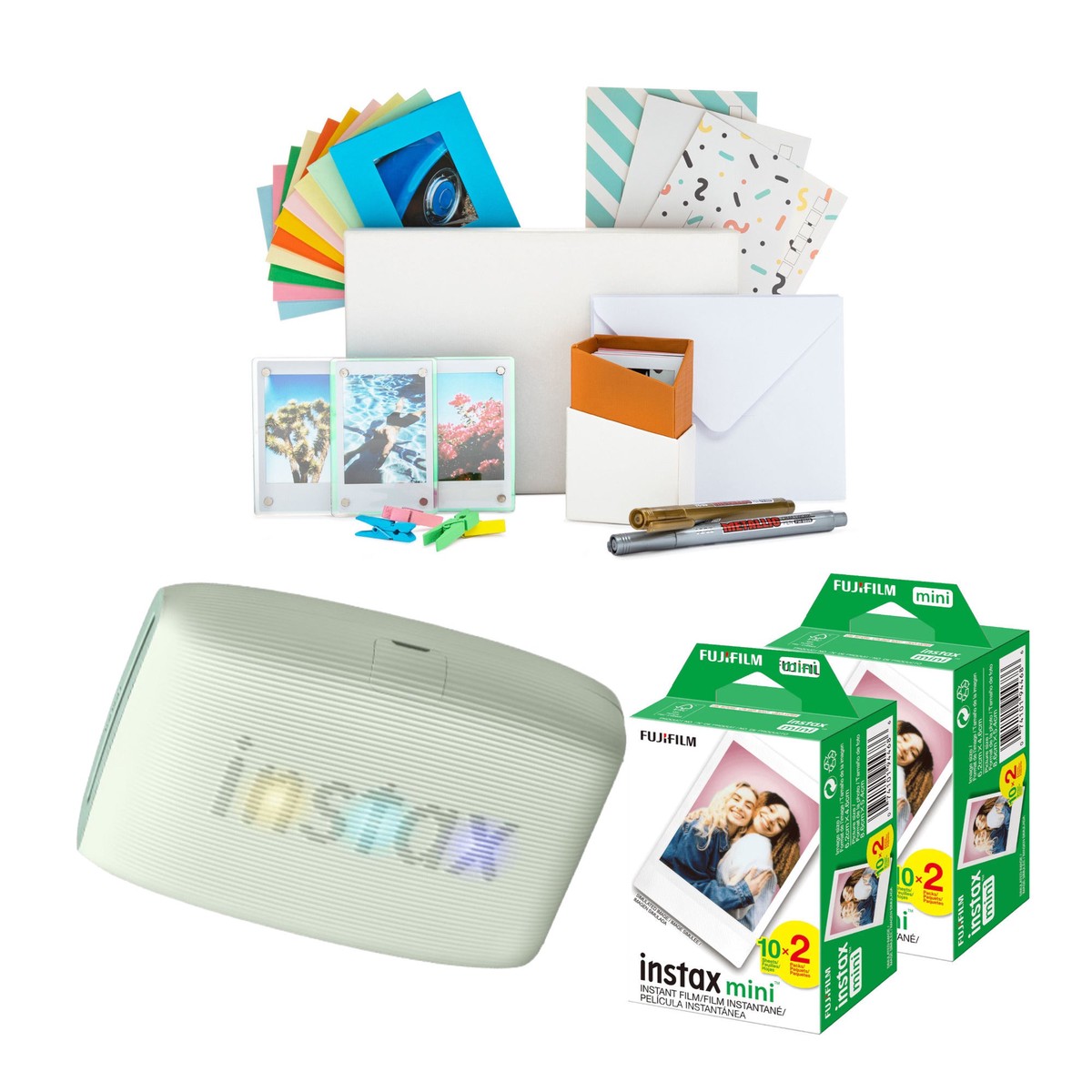 New Arrival Fujifilm Instax Mini Link 3 Compact Smartphone Printer (Sage Green) with Focus Camera Kit Bundle