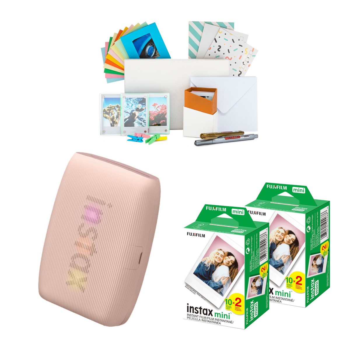 New Arrival Fujifilm Instax Mini Link 3 Compact Smartphone Printer with Instax AiR Studio App (Rose Pink) Bundle