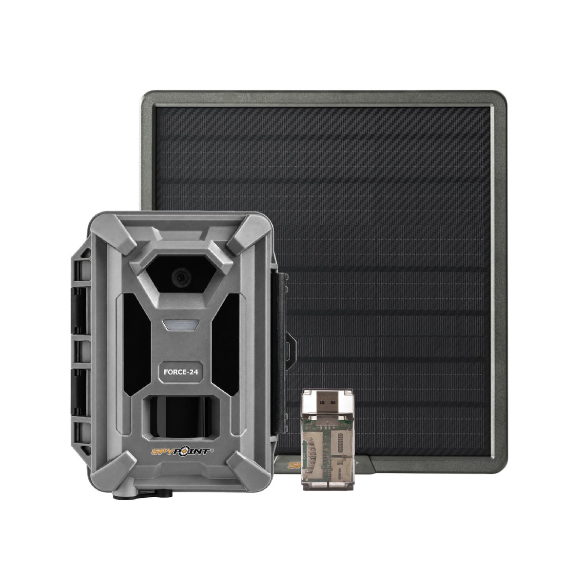Spypoint FORCE-24 2K Non-Cellular Trail Camera Bundle with Solar Panel and High-Speed Card Reader