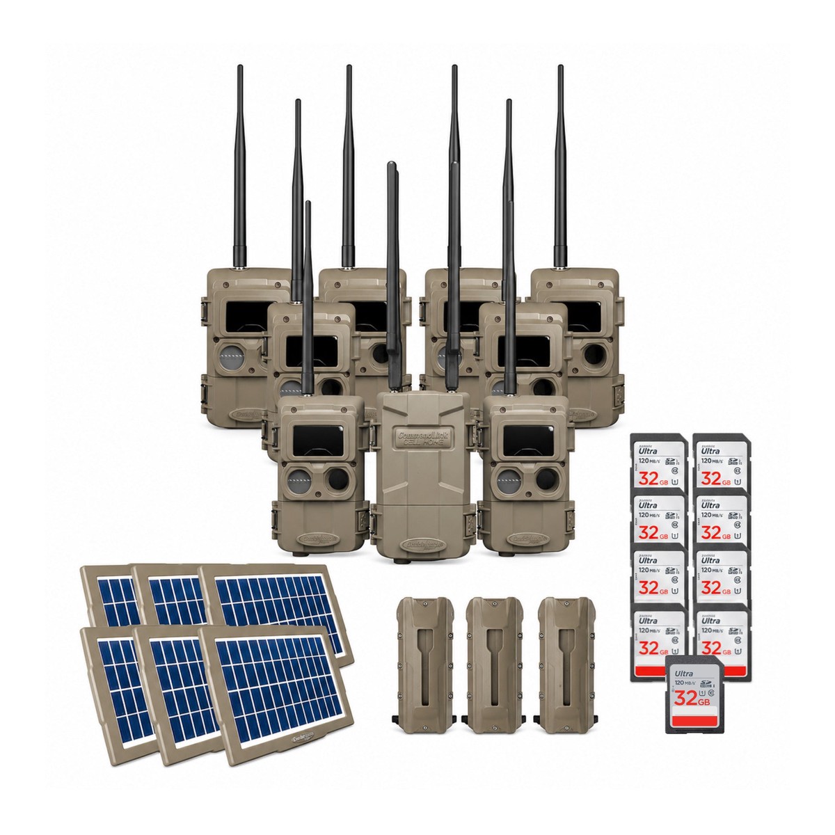 Cuddeback CuddeLink Black Flash Camera (6 Total) with Cell Home and Power Accessories Bundle