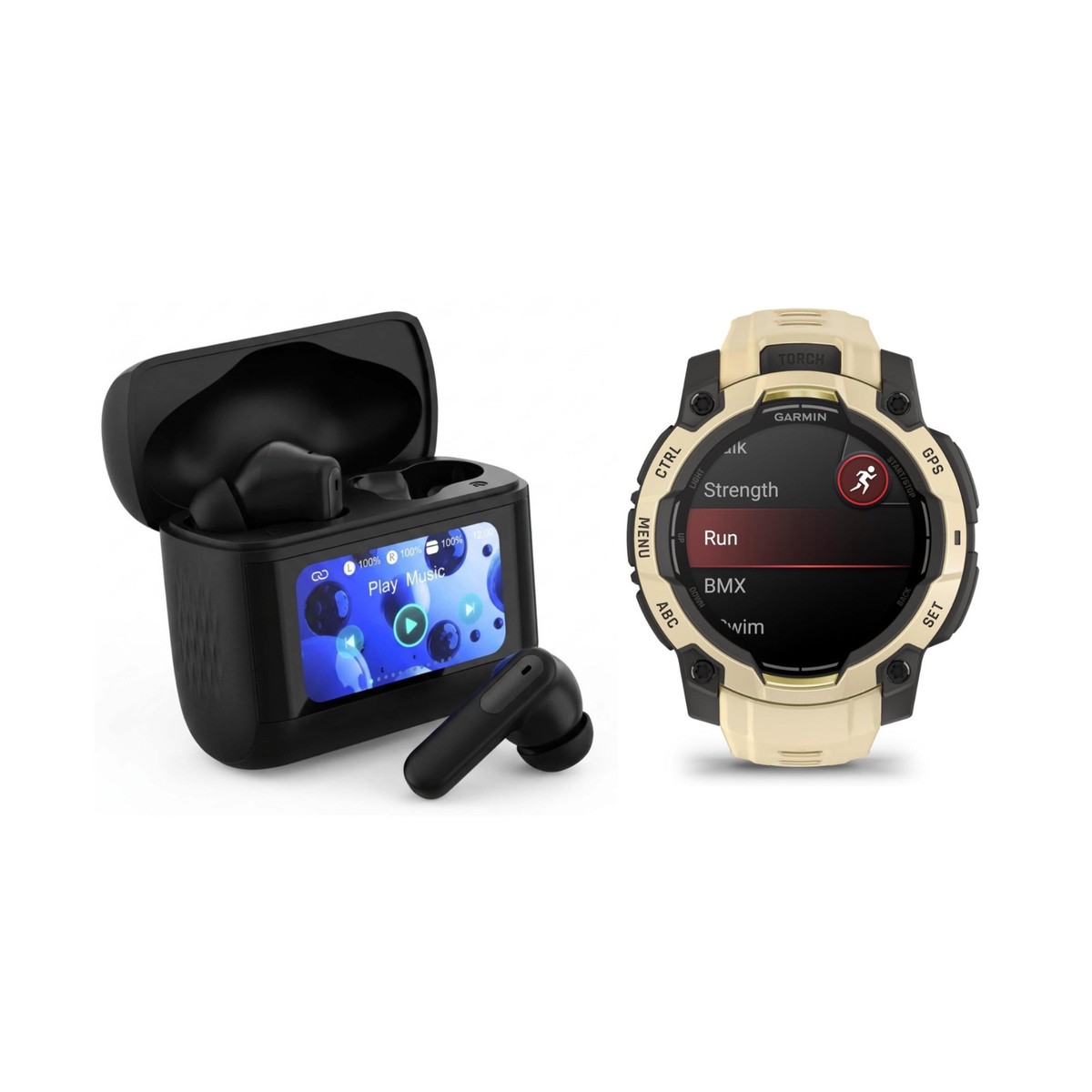 Garmin Instinct 3 45mm AMOLED GPS Smartwatch (Citrine Limited Edition) Bundle with T710 Earbuds