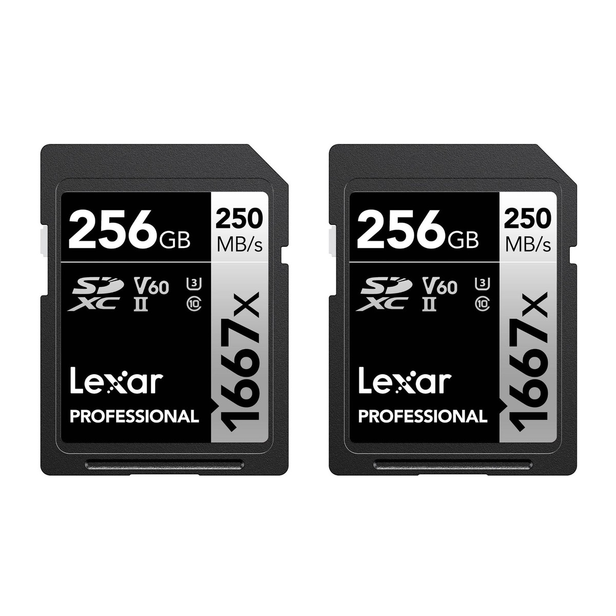 Lexar Professional SDXC 1667X UHS-II V60 4K 256GB Memory Card (2-Pack)
