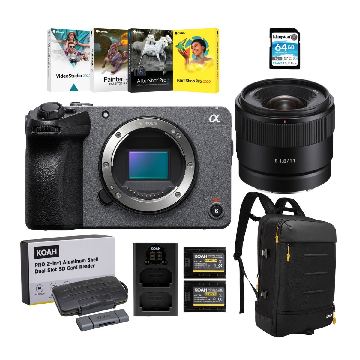 Sony FX30 Mirrorless Camera Bundle with Lens, Backpack, Software and Accessories