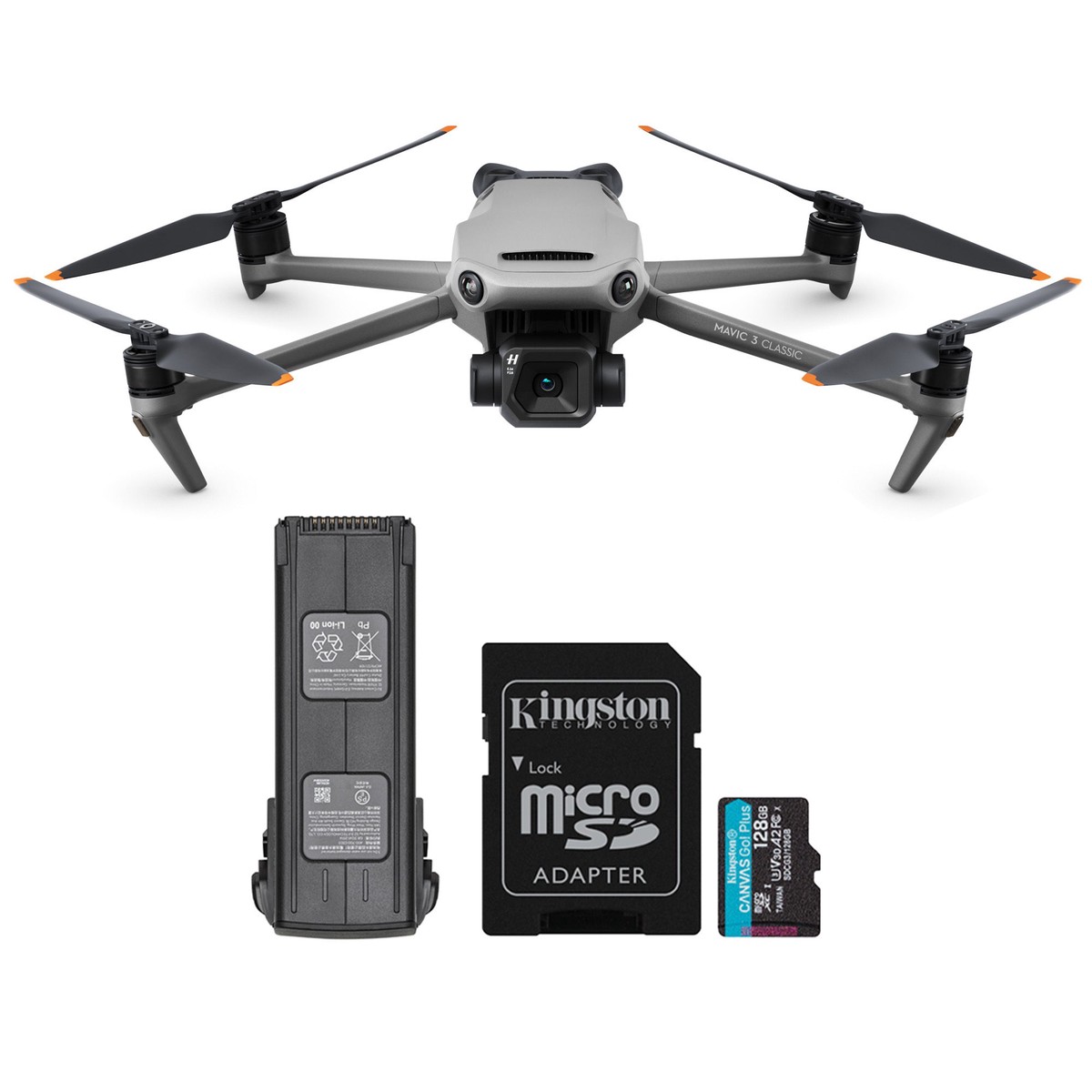 DJI Mavic 3 Classic Camera Drone (No Remote) with 128GB A2 MicroSD Memory Card Bundle