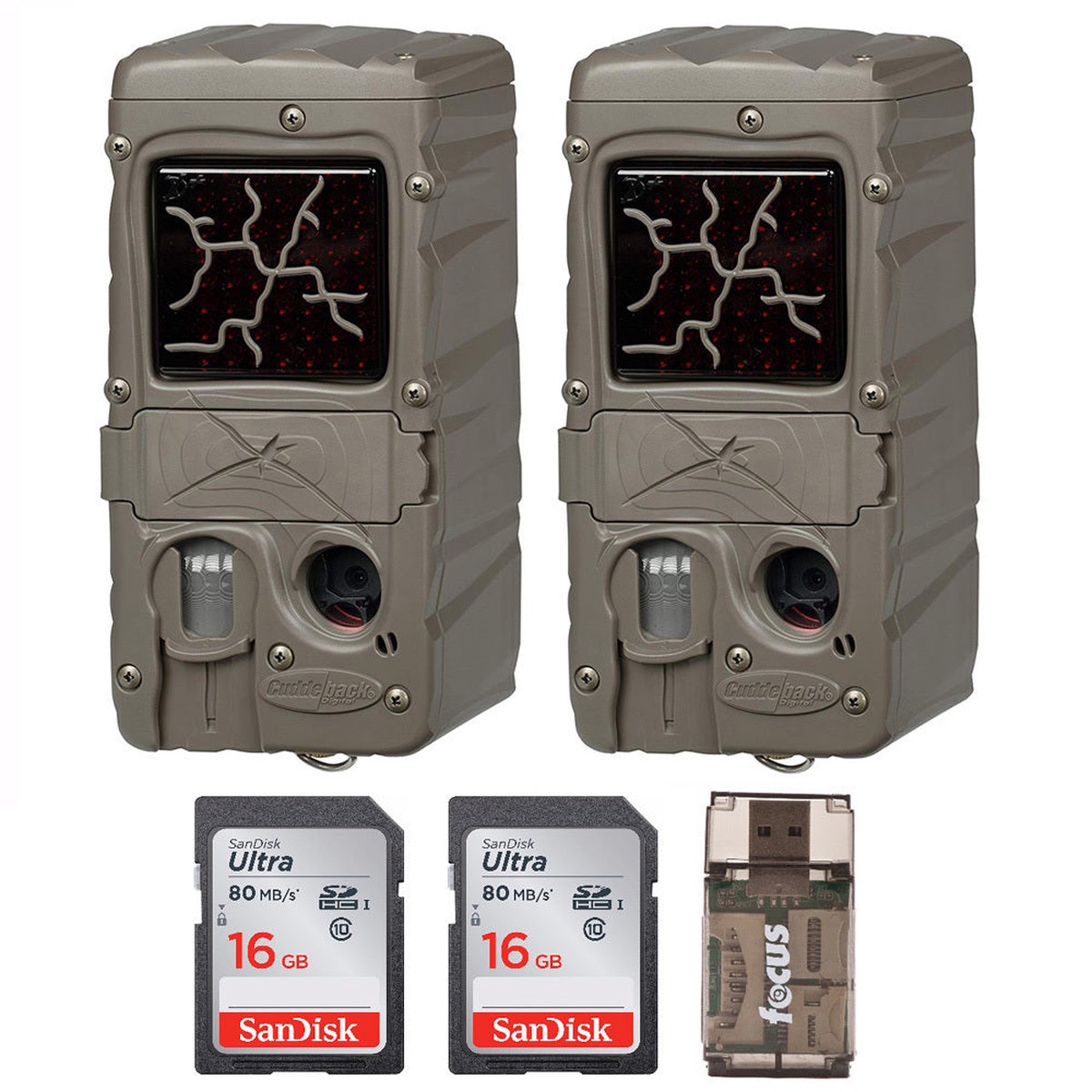 Cuddeback Dual Flash 20MP Trail Camera with 16GB Card (2-Pack) and Reader